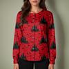 Women's Halloween Print Long Sleeve Cardigan Top with Single Button Front for Caregiver Uniform