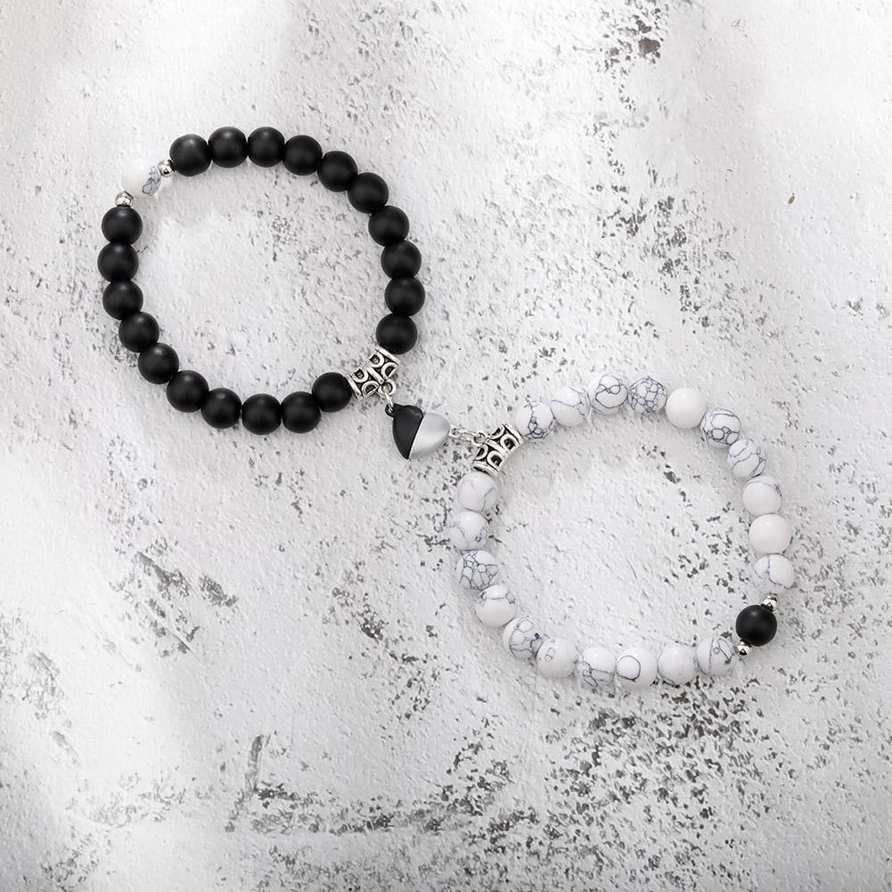 2Pcs Halloween Spider Bracelet For Women Men Magnetic Heart Couple Personality Bangles Lover Festive Jewelry Accessories Gifts