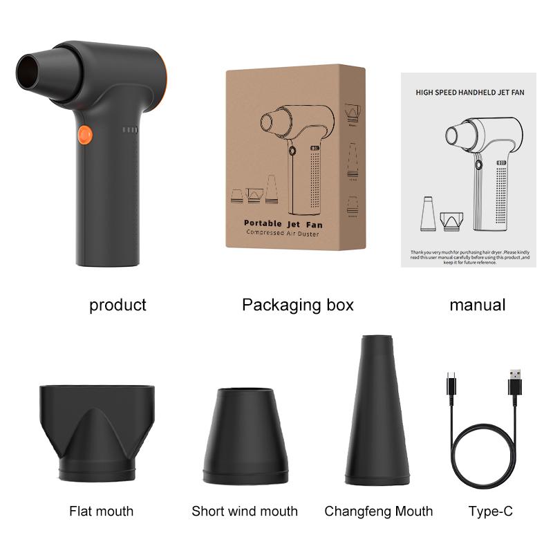 Mini Turbo Jet Fan 130000 RPM Wind Speed 55m/s Brushless Motor Handheld Duct Fan High-Performance Cyclone Turbo Jet Blower Battery Powered