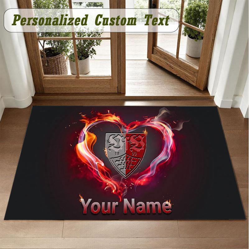 Crystal Velvet Square Rug Custom NameVfB Stuttgart FC Pattern Non Slip Home Floor Decor Rug