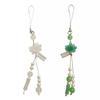 Lotuses Flower Phone Charm Ancient Style Keychain Pendant with Acrylic Beads Handmade Beaded Cellphone Lanyard