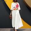 ZANZEA Women 3/4 Sleeve Print Blouse and Wide Leg Pants Casual Two Piece Suit Sets
