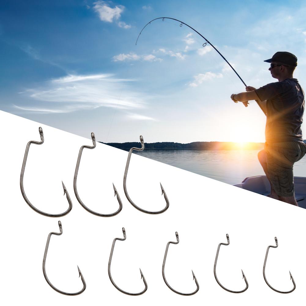 80 Stück Hochkohlenstoffstahl Premium Angelhaken mit Widerhaken in tragbarer Kunststoffbox Fischzubehör