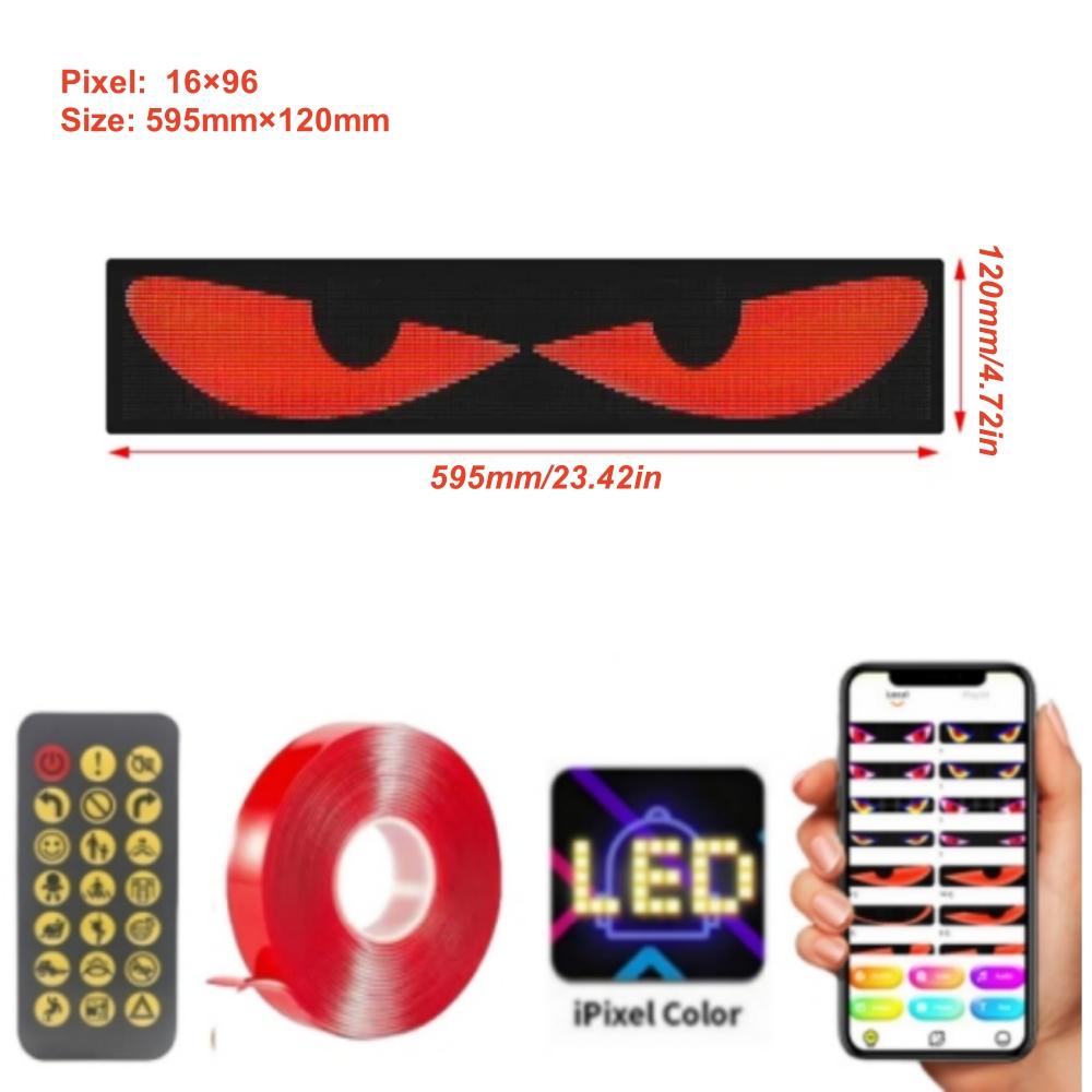 Windshield Eyes LED Pixel Panel Flashing Eyes On The Windshield Glowing Blinking Devil's Eyes LED for Windshield
