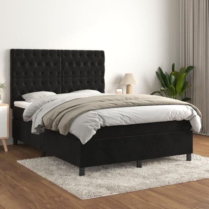 3143207 vidaXL Divan Bed with Mattress Black 140x200 Cm Velvet
