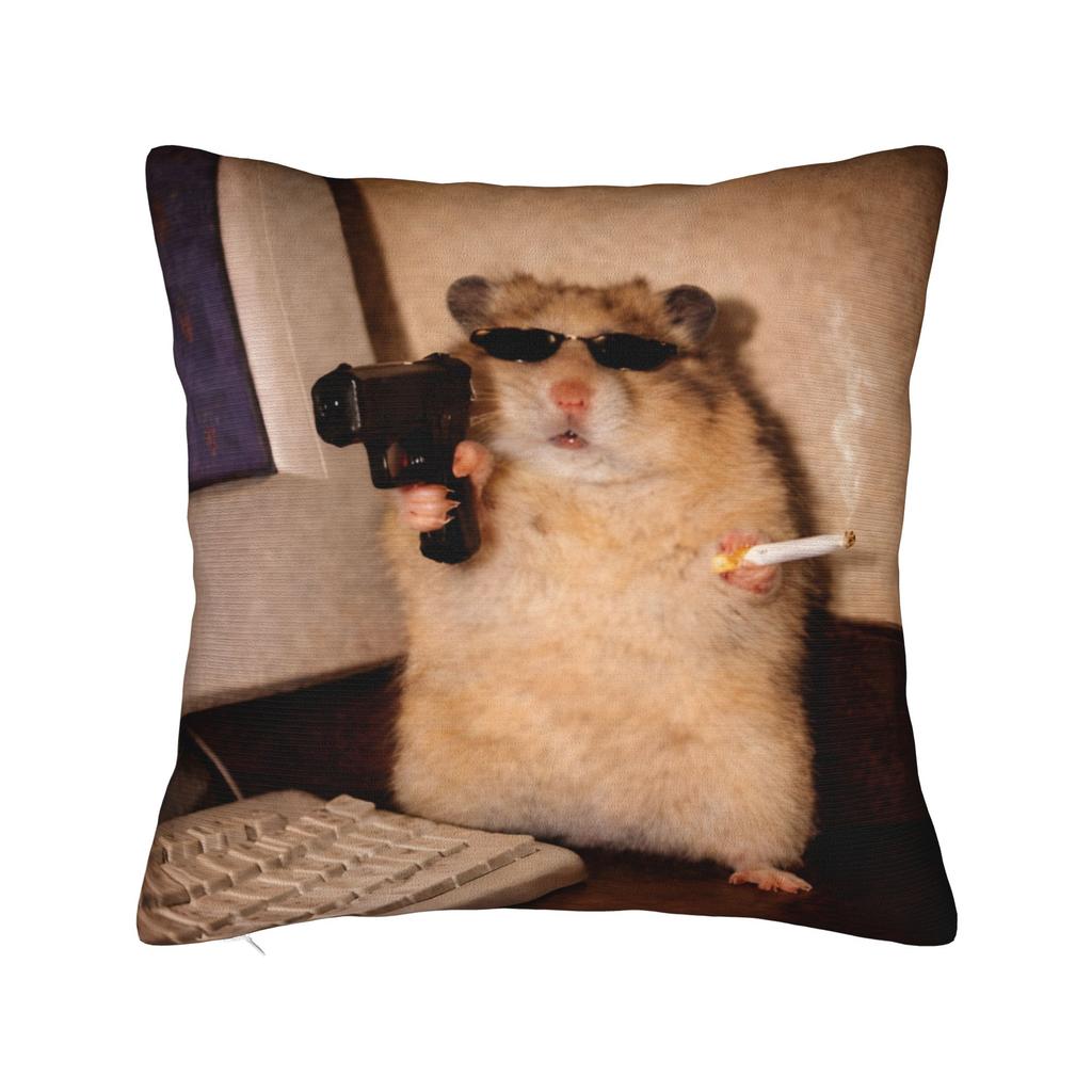 Hamster Faded Funny s Style Square Pillow Cases Cushion Cover Fashion Zippered Decorative Pillowcase for Home cm