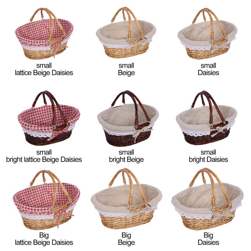 Rattan Picnic Basket, Wicker Basket, Pastoral Picnic Activity Handle Basket