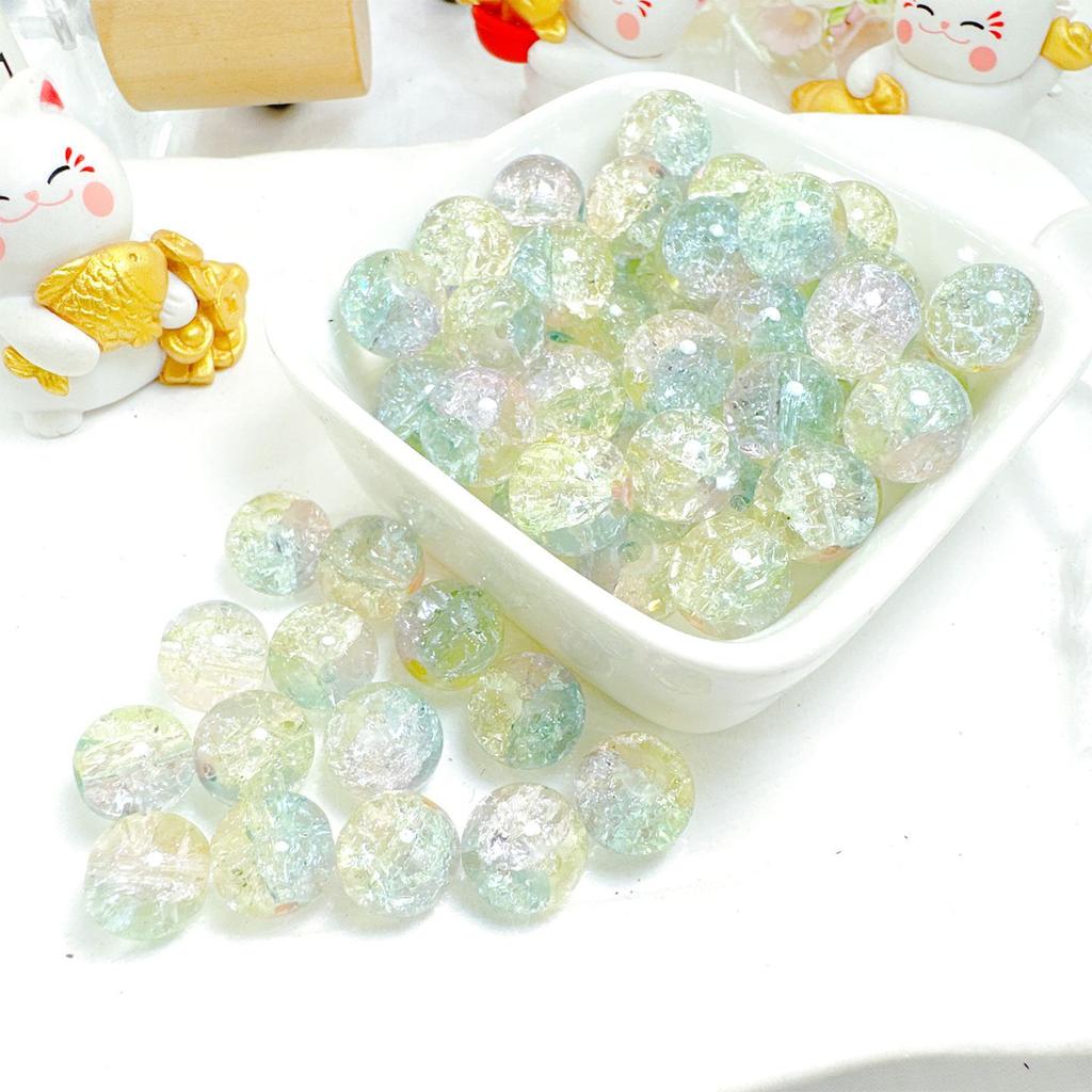 10mm Crackle Glass Round Beads, Loose Spacer Beads DIY Accessories for Bracelet Making 50pcs