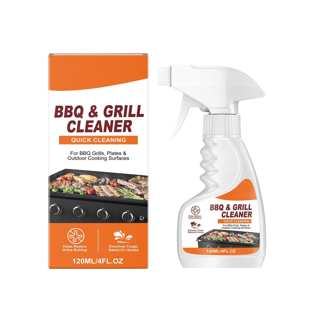 BBQ Grill Cleaner Spray for Outdoor Cooking Surfaces and Plates Effective Grease and Grime Remover Suitable for BBQ Grills and Kitchen Use 120ml