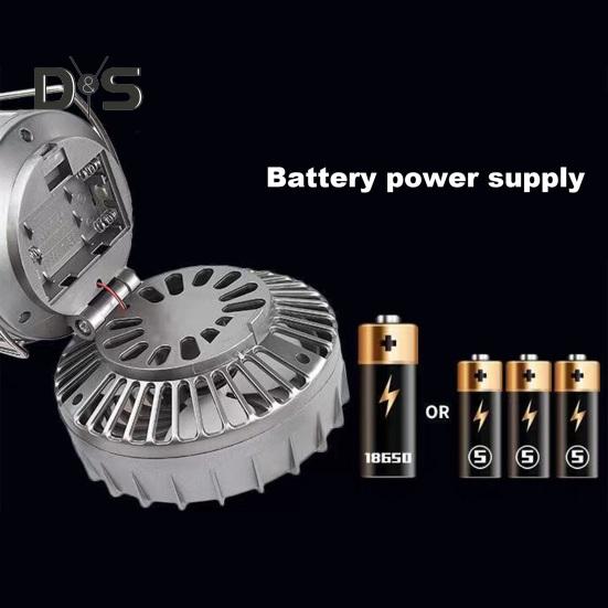 2-i-1 Viftelys Vanntett Solcelledrevet LED Campinglykt med Vifte Bærbar Oppladbar Lampe Multifunksjonell Vifte for Utendørs Camping