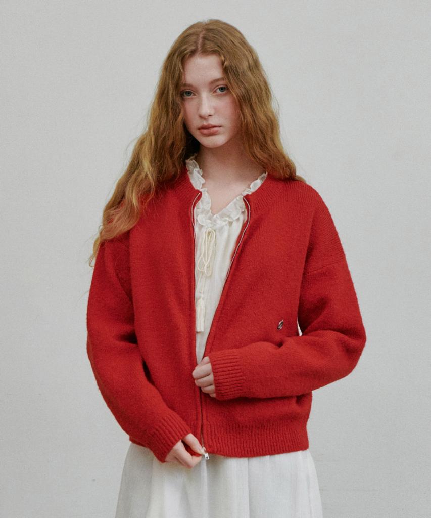 BELLOL Two-Way Knit Zip-Up Red