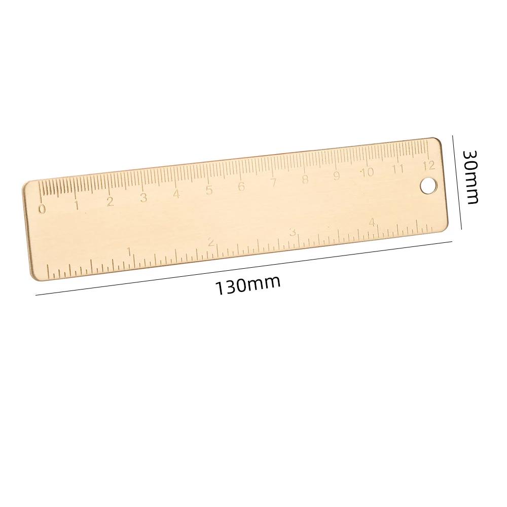 Metal Brass Straight Ruler Vintage Triangle Protractor Measuring Tool Kawaii Painting Drafting Supplies Korean Stationery Office