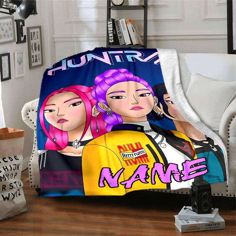 Anime Girls Four Seasons Blanket Customized With Your Name Lightweight And Warm Perfect Gift For Home Office Camping Sofa Travel Beach Durable