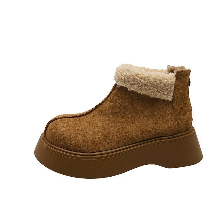 Fashion turning hair to increase the height of snow boots for children in the autumn and winter of 2024, new velvet thickened-soled mango head