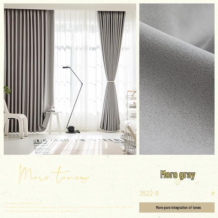 Cortinas de Chenille Nórdicas Francesas de Alta Qualidade para Chá com Leite: Proteção Solar Ultra e Isolamento para Sala de Estar/Sombreamento para Janelas de Sacada de Quarto Japonês