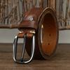 New Vintage Pure Cowhide Leather Belt, Men's Leather Fashion Trend, Needle Buckle Jeans Belt