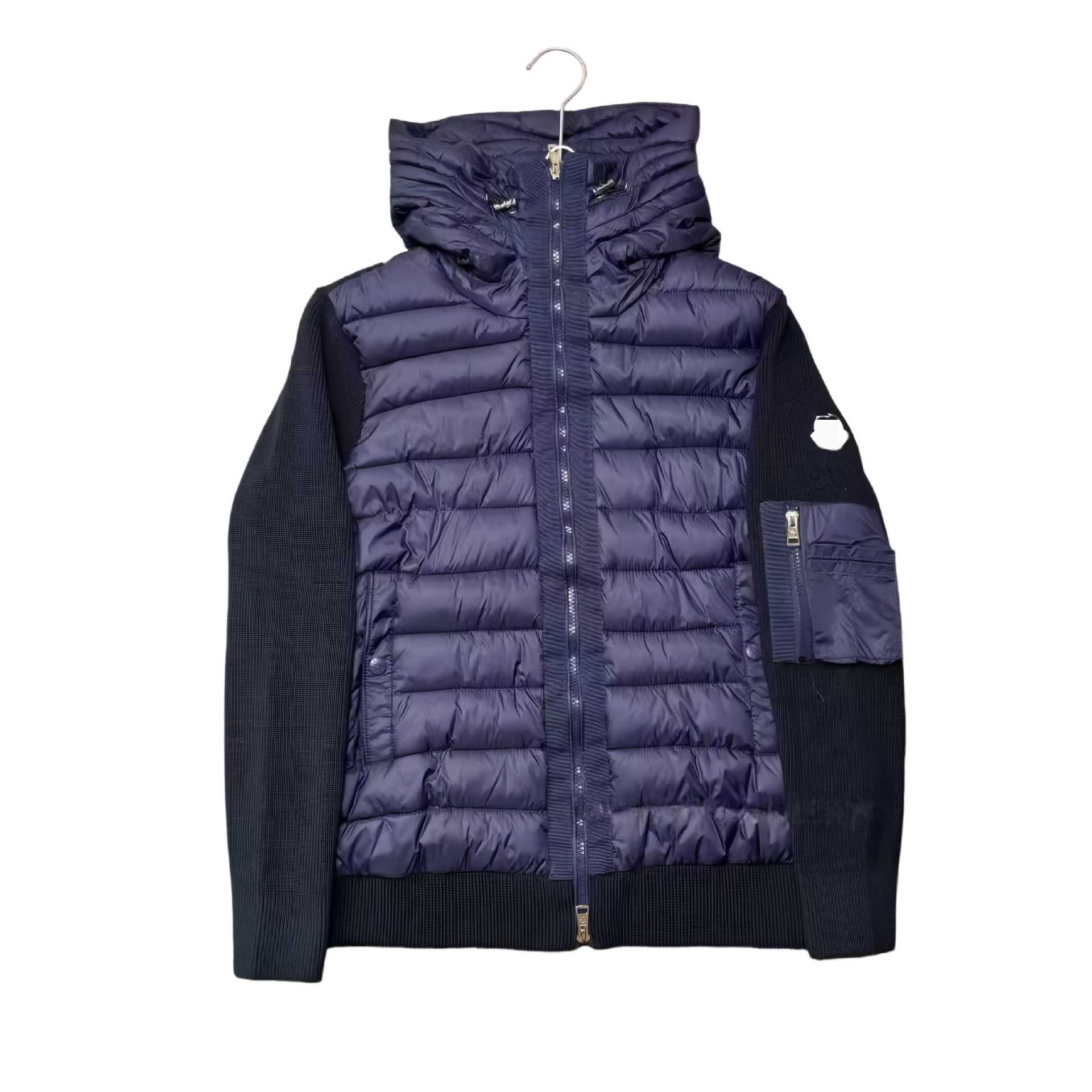 Knitted Splicing Down Slim-fit Versatile Hooded