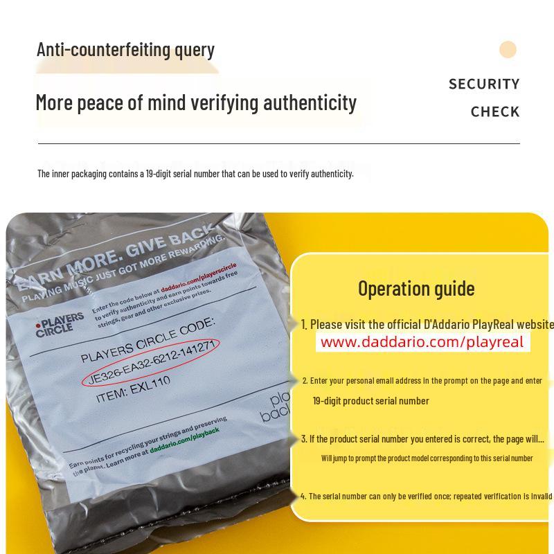 D'Addario Nickel-Plated Electric Guitar String Set (EXL110 & EXL120) - 6 Strings