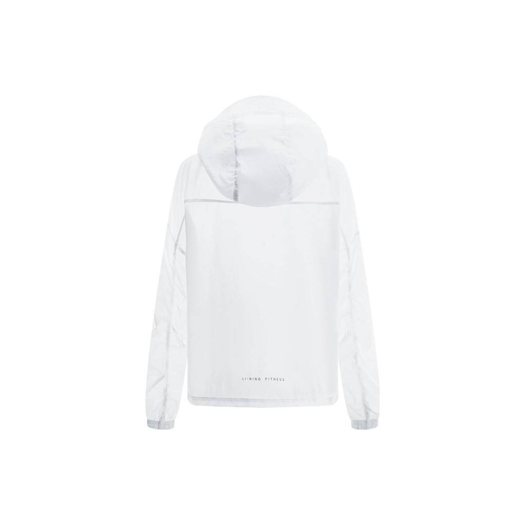 Lining Série Fitness UPF 40+ Motif Logo Couleur Unie Veste de Sport à Capuche Protection Solaire Femmes Vestes Blanc AFDT526-1