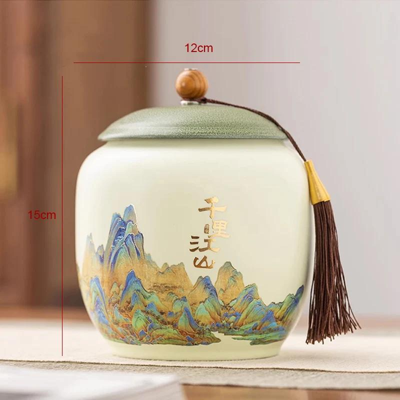 Ceramic Tea Jar Coffee Candy Food Storage Universal Jar Loose Tea Sealed Jartea Storage Jars Home Decor Glazed Ceramic Vase
