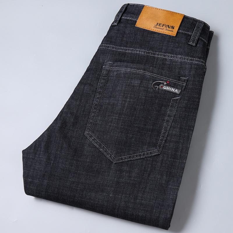 Men's Summer 2023 Stretch Jeans: Straight, Mid-Waist, Loose Fit, Large Size Denim Trousers