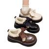 Lazy winter thick-soled muffin bow velvet small leather shoes women's autumn and winter warm and comfortable cotton