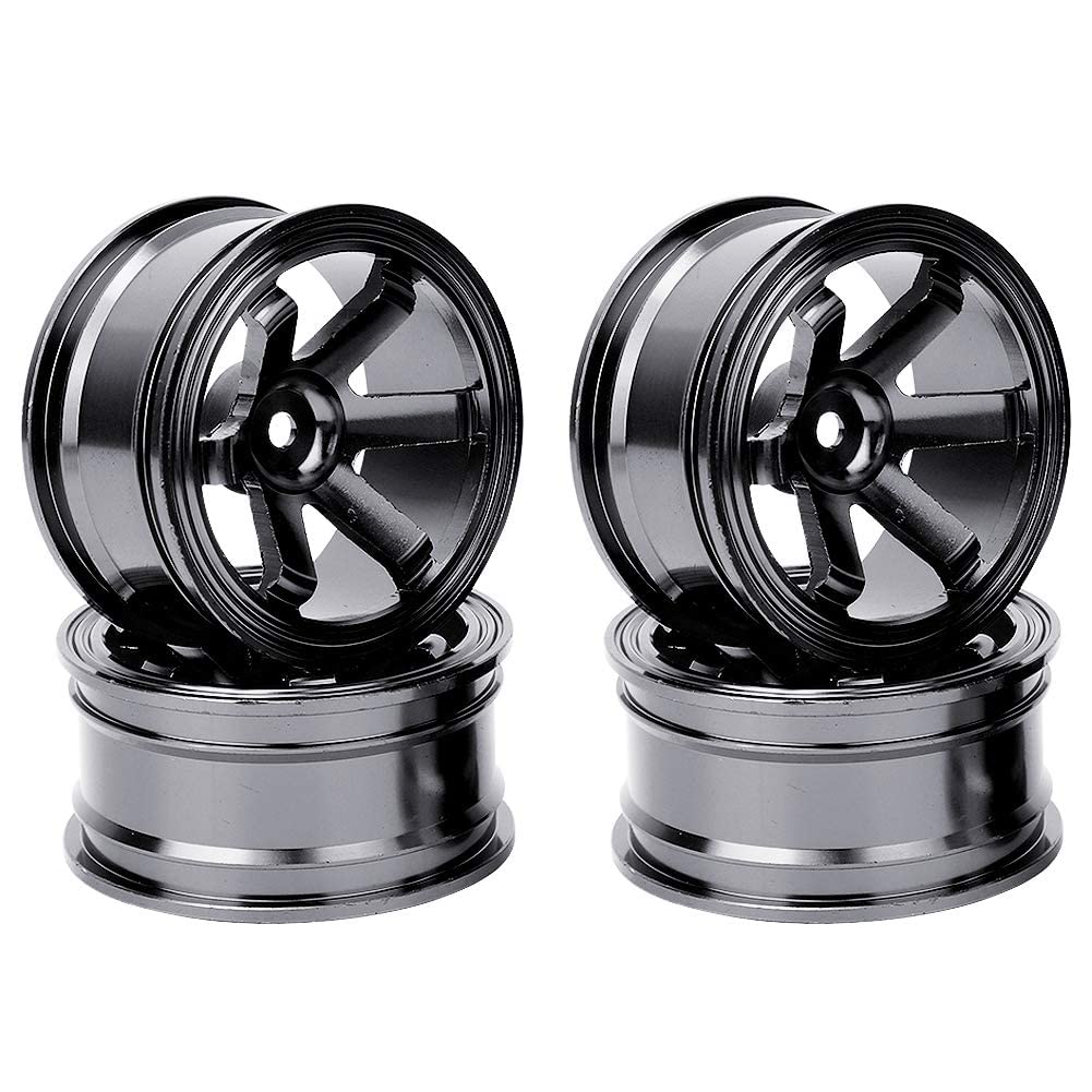 4pcs RC Wheel Hubs, Aluminum Alloy Wheel Hubs for 110 Scale Flat Running Drift RC Cars, 52mm Diameter, 26mm Width, 12mm Connector, High Strength,