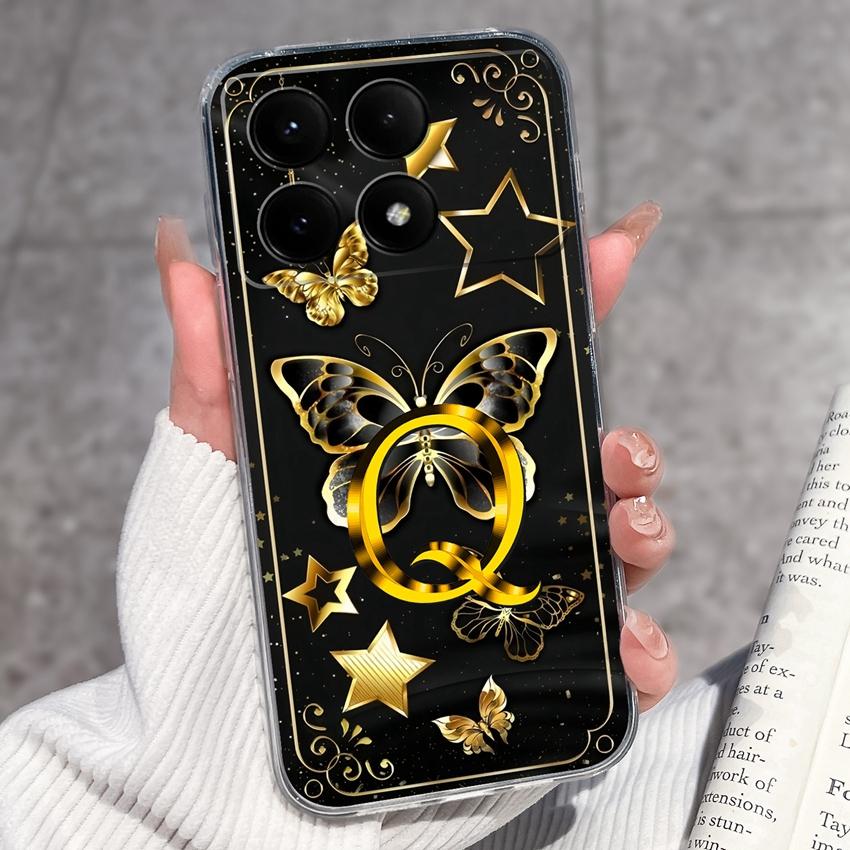 Casing For Redmi K70 K80 K60 K50 K40 K30 K20 Pro K70e K60e K90 Pro Max Phone Case Premium Letters Pattern Transparent TPU Back Cover For Redmi Housing