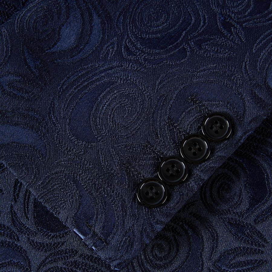 Mens Red Blazer Luxury Rose Patterned Jacquard Suit Jacket