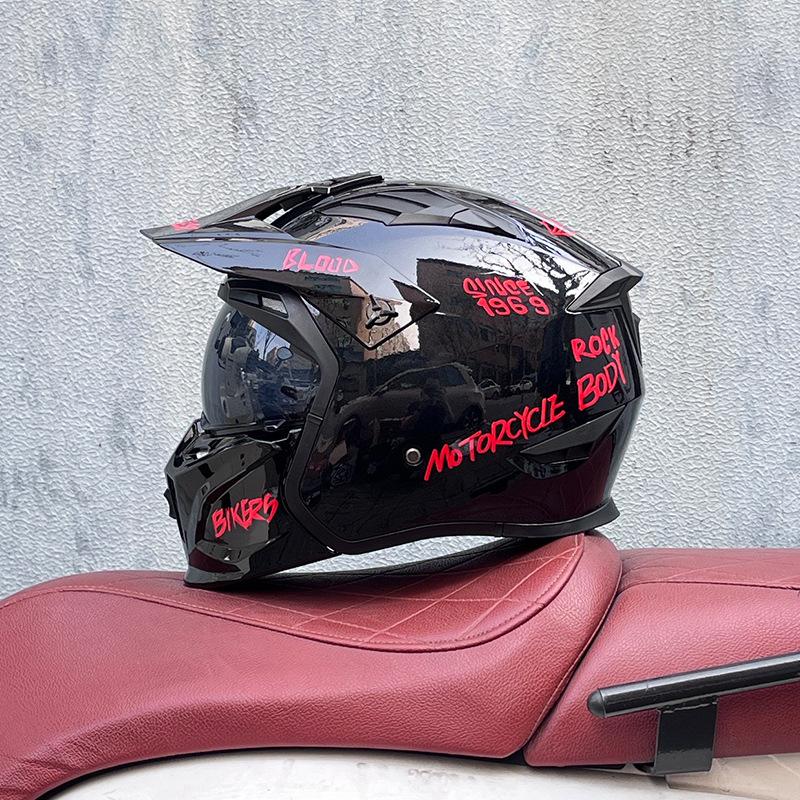 Street Fighter Motorcycle Helmet Men's and Women's Full Helmet Four Seasons Locomotive Retro Detachable Combination Helmet