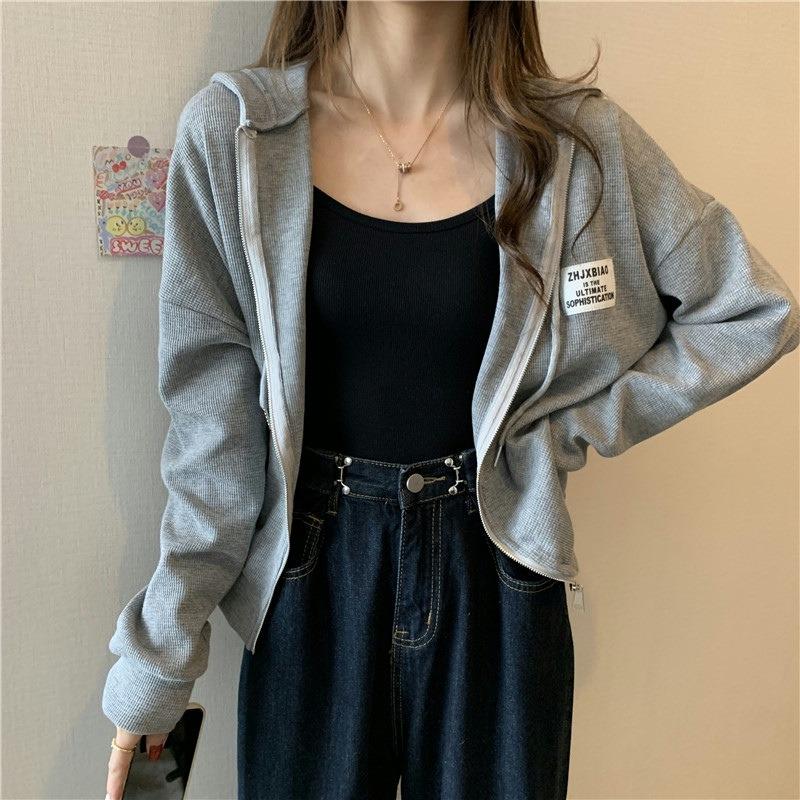 Waffle thin sweater women s new early new loose versatile trendy brand hoodie jacket M 2725₽