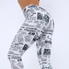 Gradient Four-needle Six-line Digital Printing Newspaper Yoga Tight Nine Pants Women