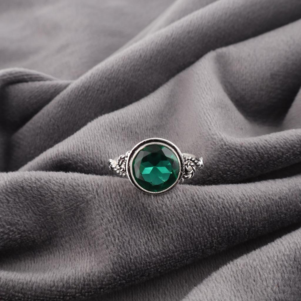 Green Emerald Gemstone Ring Jewelry, Handmade Gorgeous Silver Ring , 925 Sterling Silver Jewelry For Wedding Gift