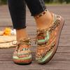 Big-size Ethnic Style Casual Shoes for Women, Colorful Lace-up Graffiti Low-top Canvas Shoes