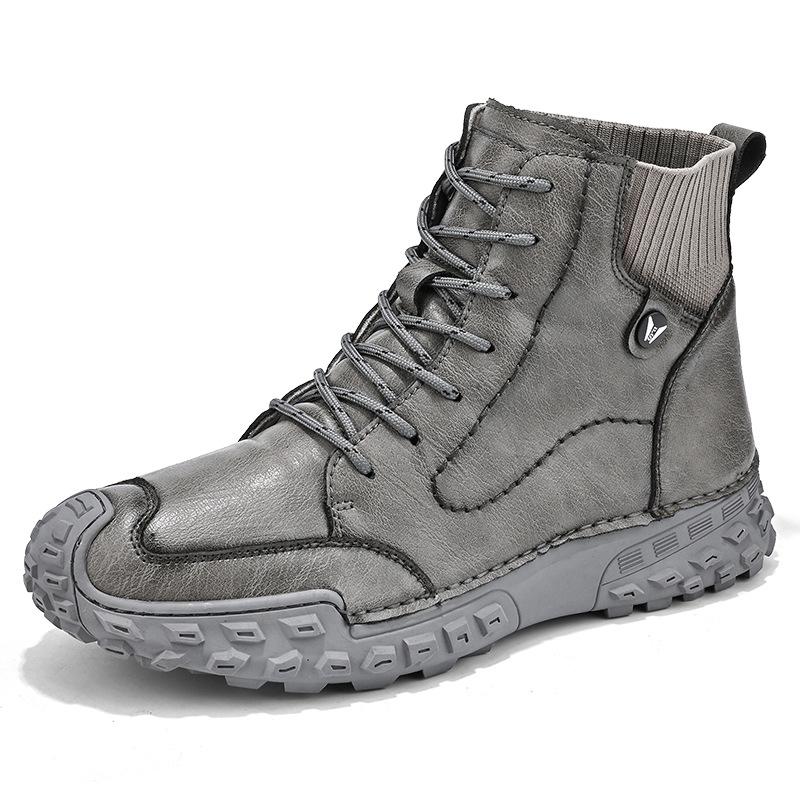 Foreign trade new trend Korean version of high-top men's shoes large size autumn and winter middle-top men's boots size 46 casual shoes 2025