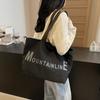 Simple large letter printed tote canvas bag, new retro texture casual fashion commuter women's shoulder bag