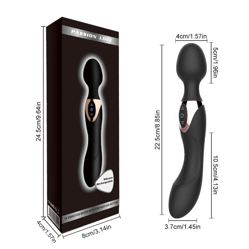 Silicone Dual-Head Powerful Vibrator, AV Vibrator, G-Spot Nipple Clit Stimulator, Masturbator, Female Adult Sex Toys, Sex Toys