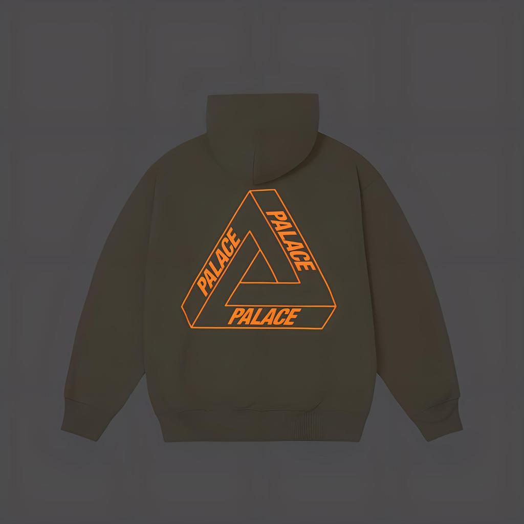 Palace Glow Tri-Ferg Hood Stoney Grey Unisex Tops P27CS173