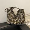 Niche Design Retro Leopard Print Lantern Velvet Literary and Artistic Fan Versatile Student Shoulder Bag Tote Bag