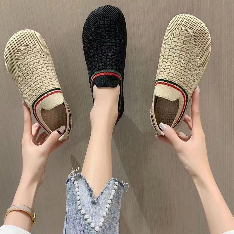 Summer new fly-woven women's shoes versatile mesh shoes women's breathable sports shoes casual shallow soft-soled mother shoes
