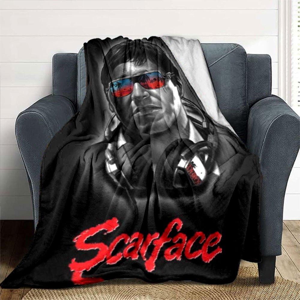 1pc Scarface-Inspired Flannel Blanket - Soft Cozy All-Season Throw for Bedroom, Sofa, Camping, Travel - Perfect Gift for Movie FansB76