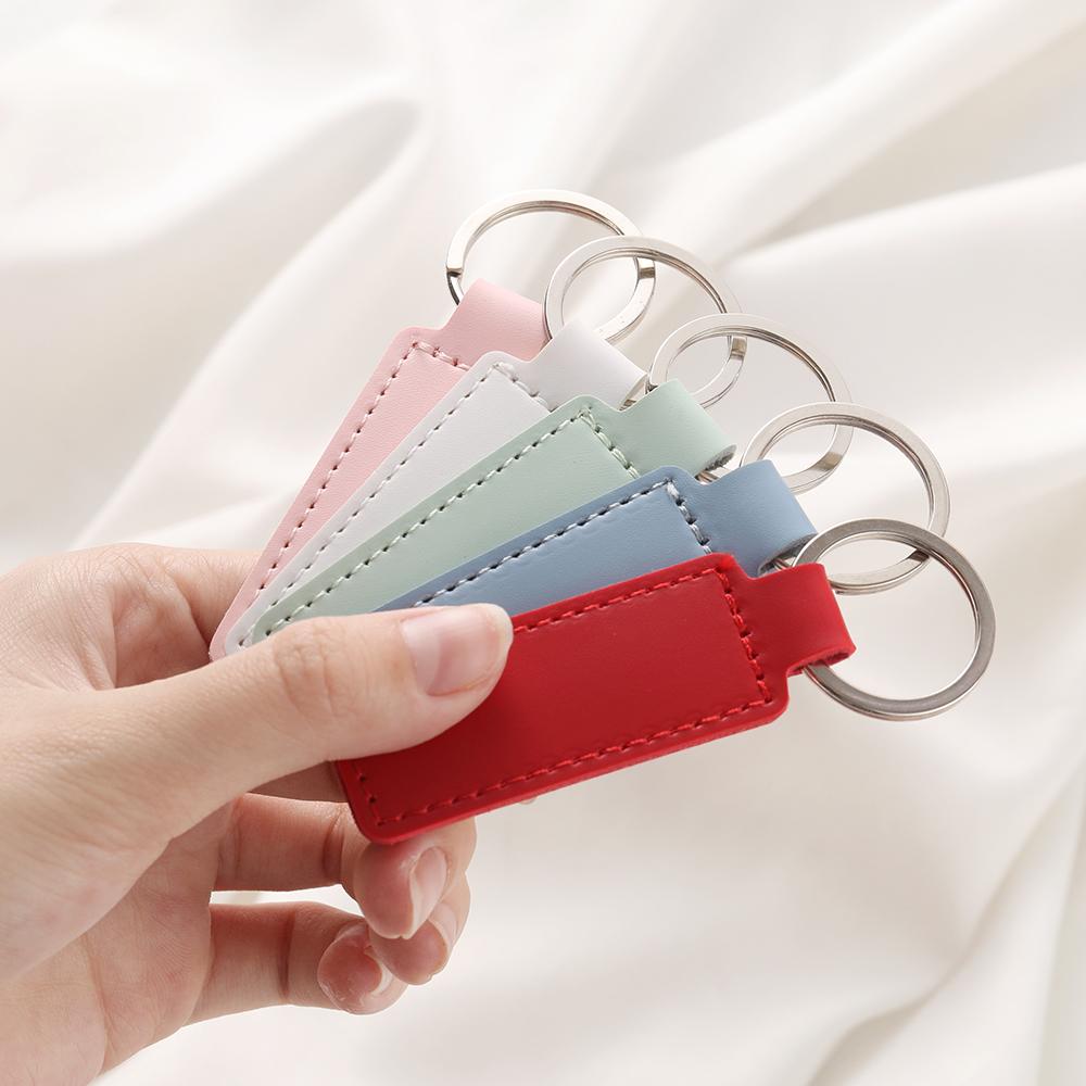Short Doublesided PU Leather Keychain Car Thread Gift Metal Pendant Waist Strap Key Chain Keyholder for Key Chain Supplies