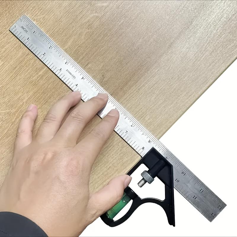 Adjustable Iron Right Angle Ruler Set - Multifunctional Measuring Tool with Combination Square for Woodworking, Carpentry, and Craftsmanship