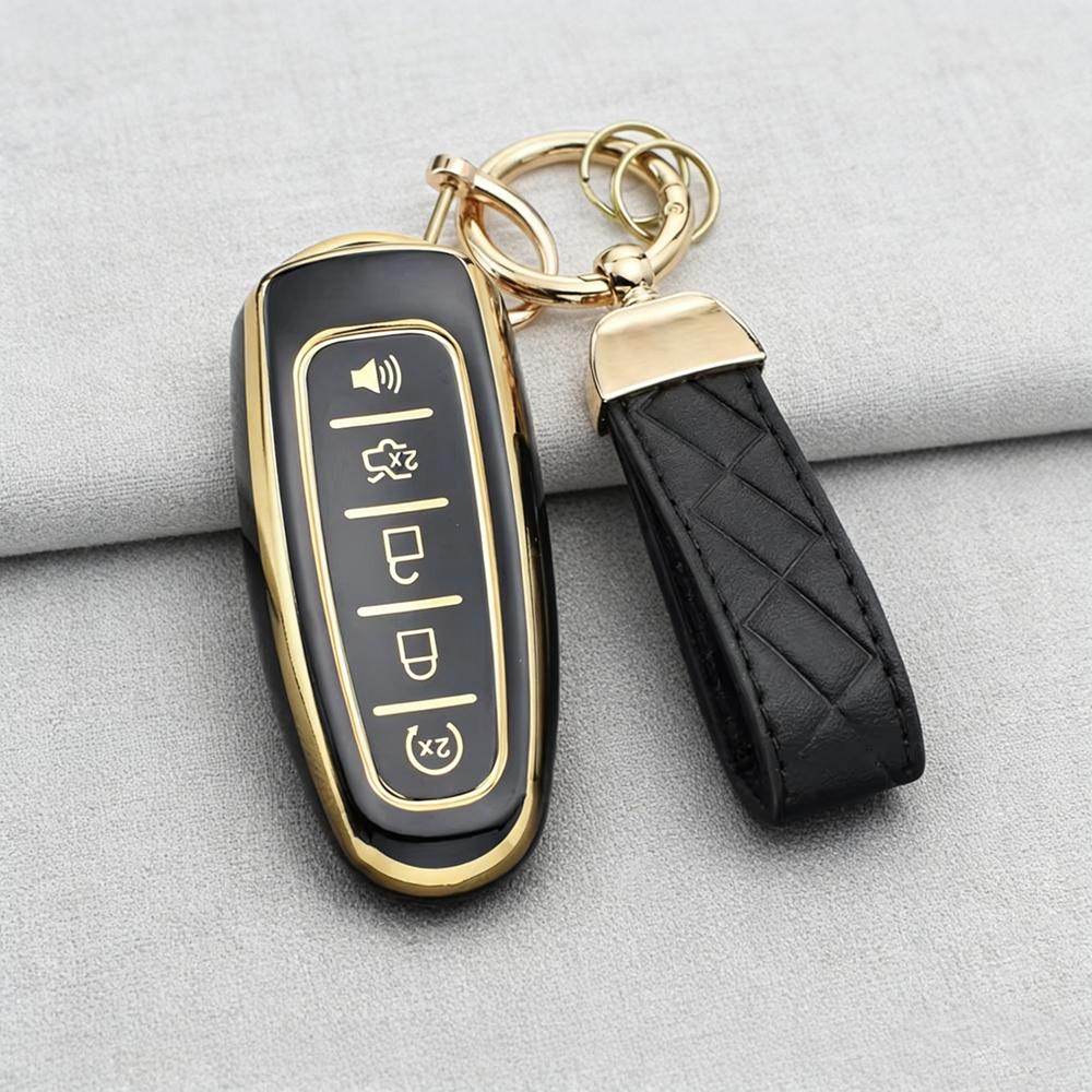 Full Cover Car Key Case For Ford Focus Edge Explorer Expedition C-Max Escape Flex Anti-Scratch TPU Key Fob Cover With Key Chain