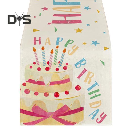 Happy Birthday Table Runner Balloon Confetti Print Protects Table from Heat And Scratches Reusable Table Protection Decoration Birthday Party Table