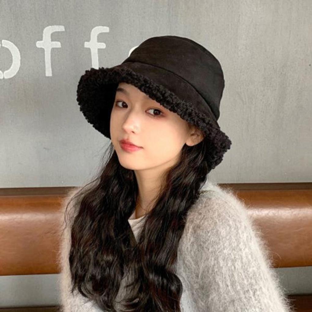 Women's Suede Fleece Bucket Hat Winter Hat LK-HT10