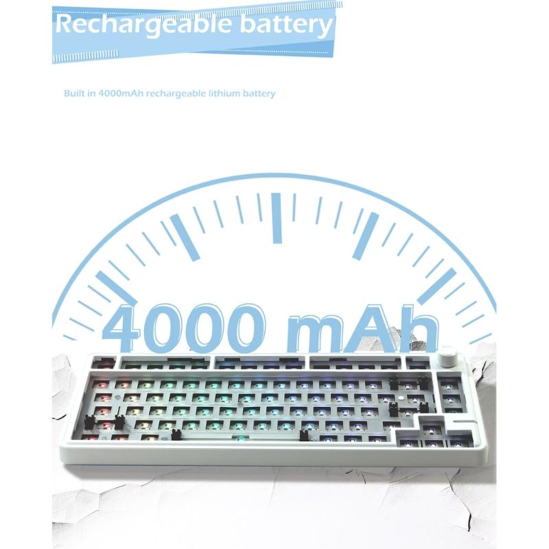 LS02 Mechanical Keyboard Kit Convenient Switches Replacement 3Modes BT5/2.4Ghz/UsbC Hot Swappable Backlights