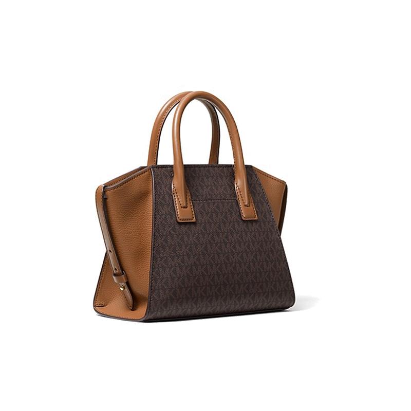 MICHAEL KORS Avril classic presbyopic color matching ear bag shoulder crossbody bag canvas and leather handbag small size women's acorn brown