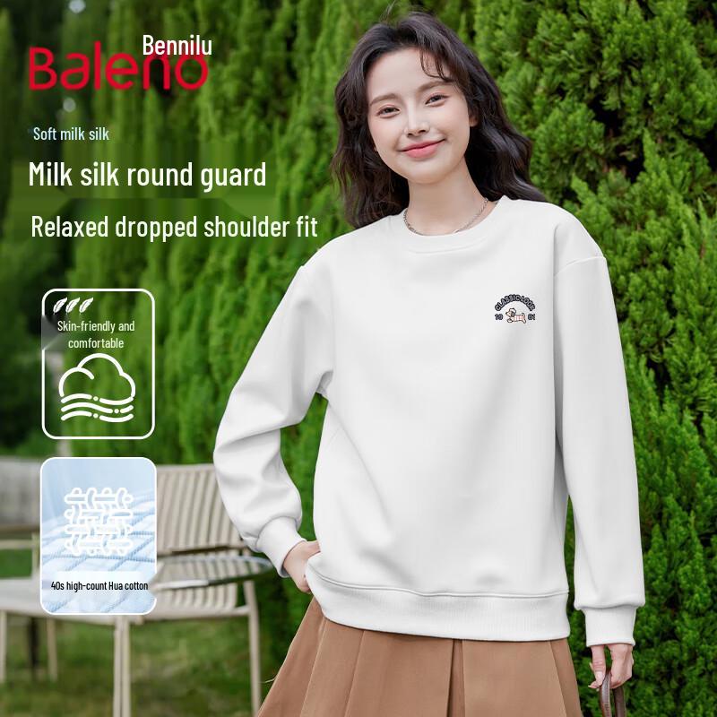 Baleno Women's Milk Silk Long Sleeve Round Neck Sweatshirt