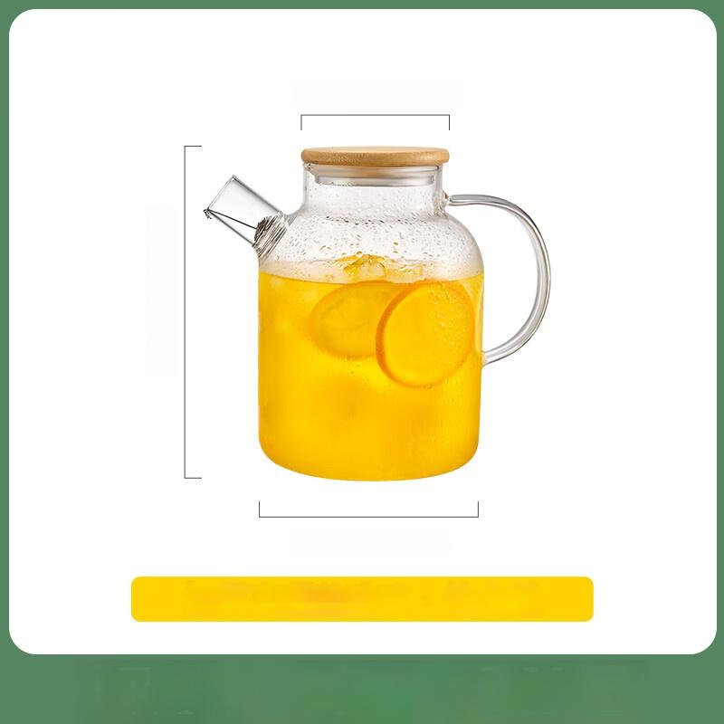 1000ML Transparent Glass Elegant Water Jugs With Wooden Cover Kitchen Coffee Pot Coffeeware Teaware Beverage Dispenser